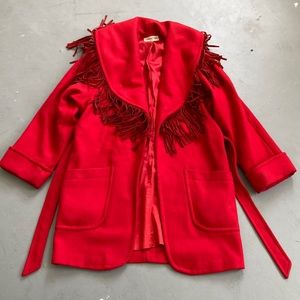 Vintage Jonathan Michael red fringe coat - M